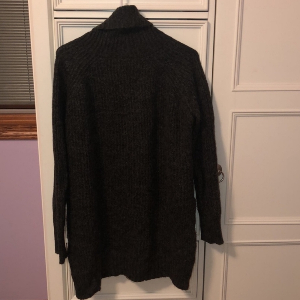 Express Womens Wool Blend Cowl Neck Hi Lo Split Hem Sweater Size S Dark Green - Picture 4 of 5